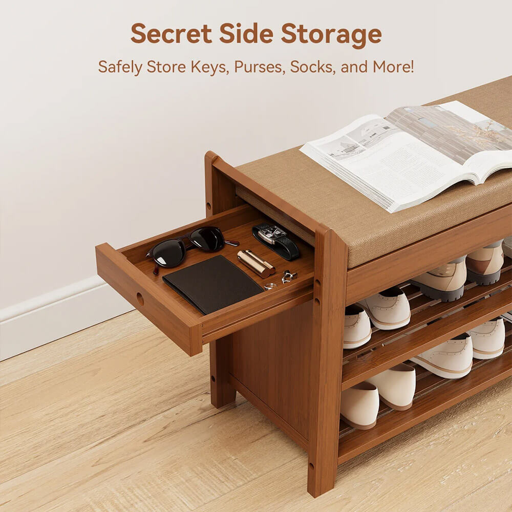 Rak Sepatu Minimalis Kayu Jati Model Stool Terbaru RM-125.2
