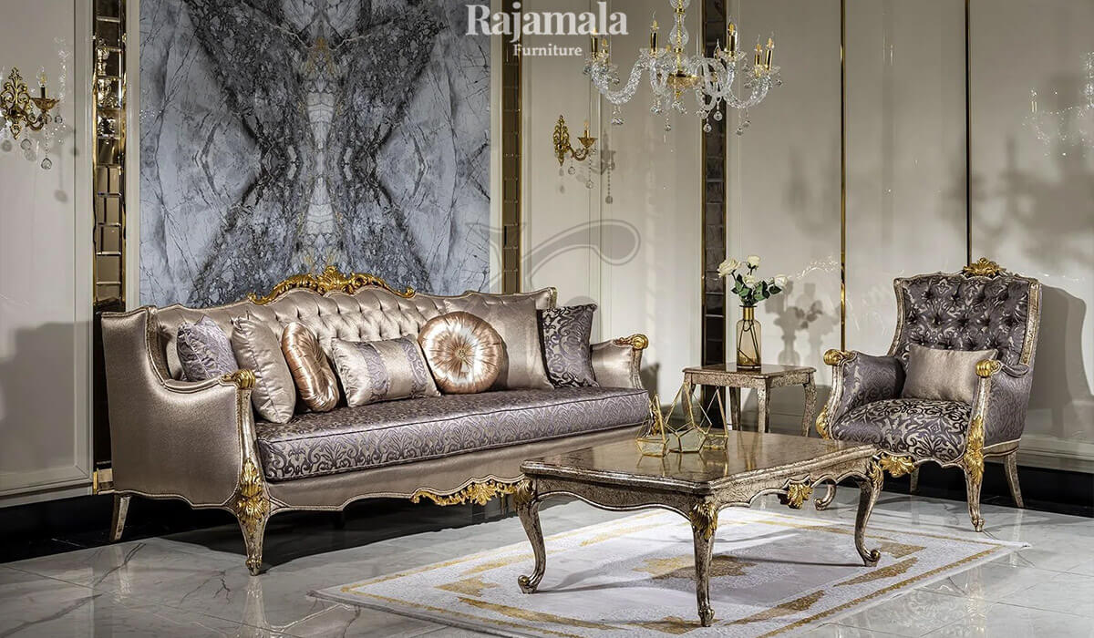 Set Sofa Tamu Mewah Ukiran Jepara Leaf Color Kingdom Majestic RM-174.2