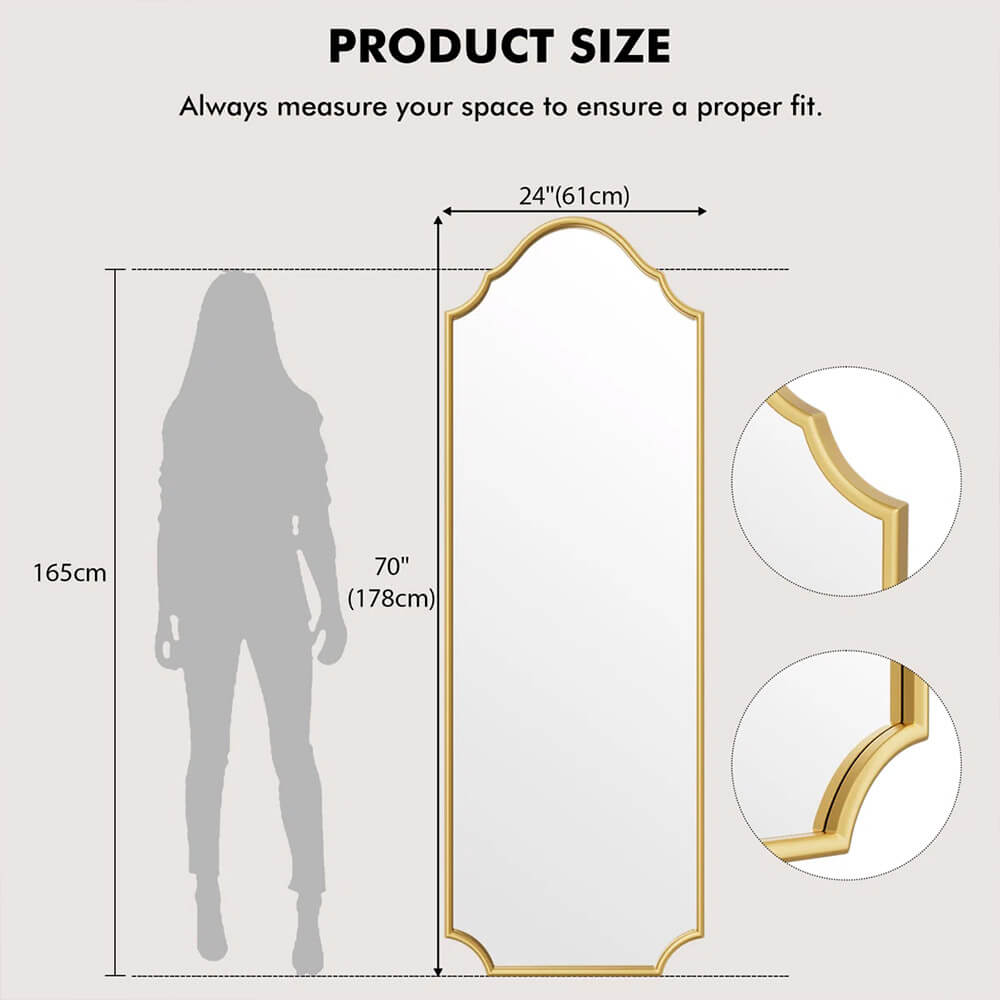 Cermin Dinding Minimalis Stand Mirror Design List Gold RM-195.2