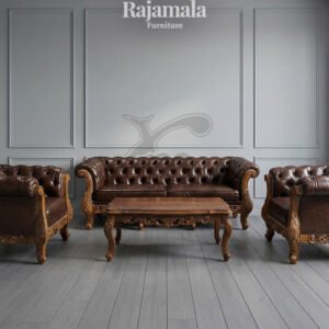 Sofa Tamu Mewah Kayu Jati Klasik Natural Walnut RM-207