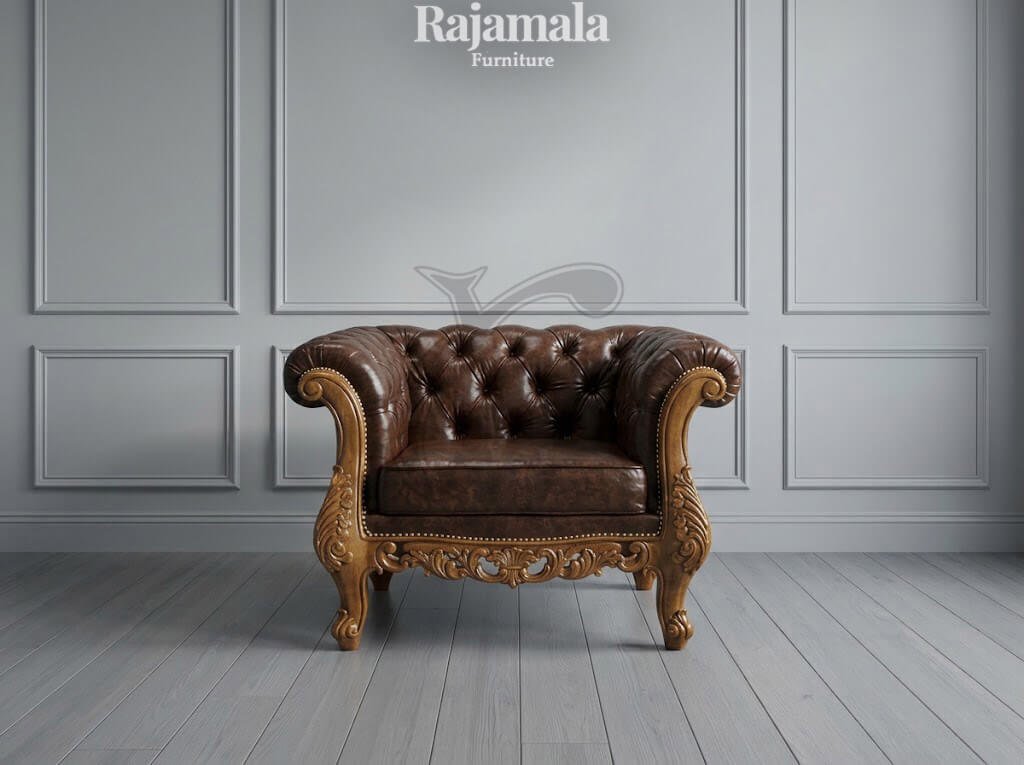 Sofa Tamu Mewah Kayu Jati Klasik Natural Walnut RM-207.2