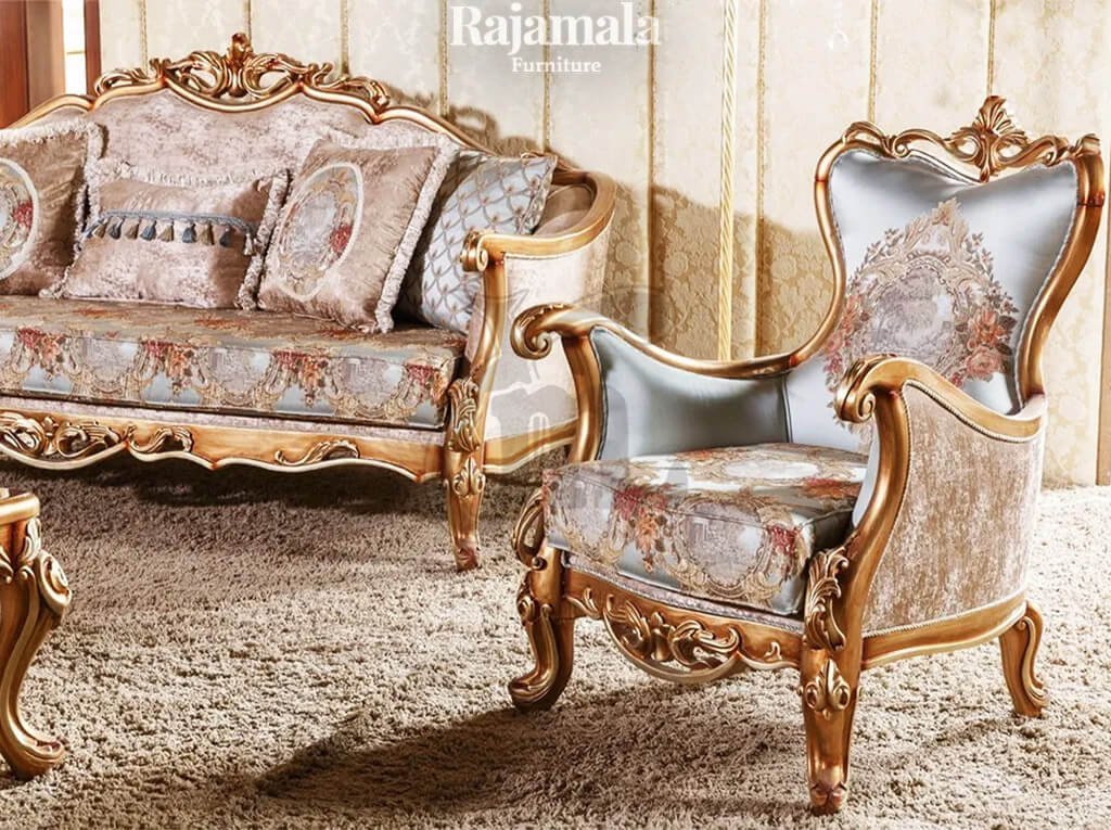 Sofa Tamu Mewah Klasik Ukiran Jepara Gold Leaf Design RM-205.2